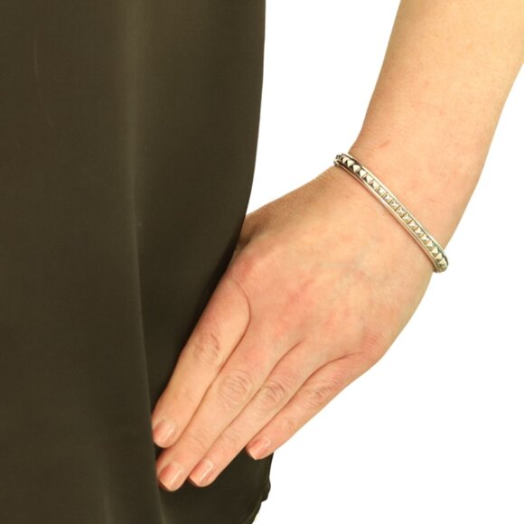 David Yurman Pyramid 7mm cuff Cuff Bracelet 6 1/2" - Sterling Silver 925 - Picture 2 of 7